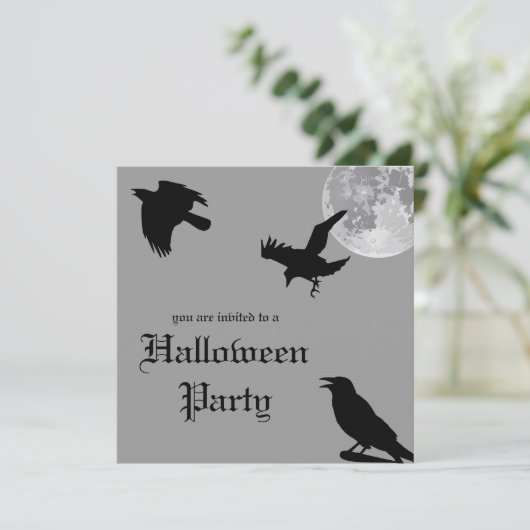 Crow Dance Halloween Party Invitation Kaart (Staand voorkant)