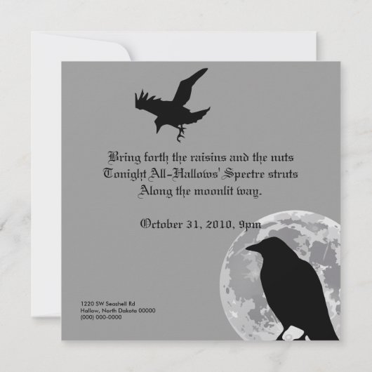 Crow Dance Halloween Party Invitation Kaart (Achterkant)