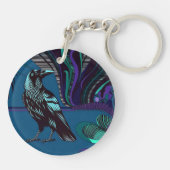 Crow Design Acryl Sleutelhanger Rond Paarse Blauw (Achterkant)