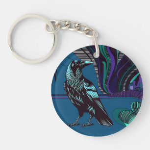 Crow Design Acryl Sleutelhanger Rond Paarse Blauw