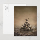 Crow die op een stapel stralen zit briefkaart (Voorkant / Achterkant)