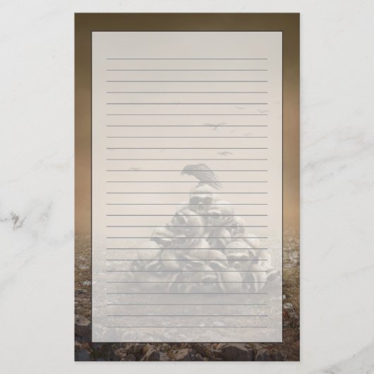 Crow die op een stapel stralen zit briefpapier (Voorkant)