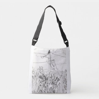 Crow die op een stroomlijn zit | Canvas tas in wit