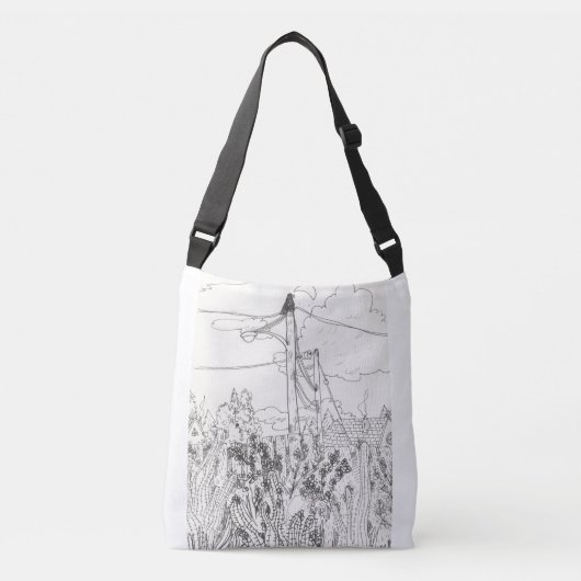Crow die op een stroomlijn zit | Canvas tas in wit (Voorkant)