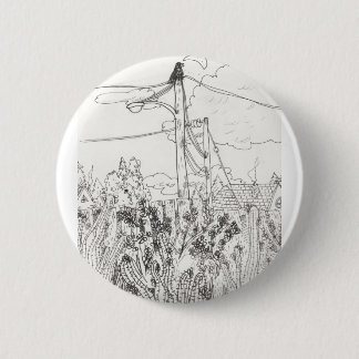 Crow die op een stroomlijn zit | Pin Ronde Button 5,7 Cm
