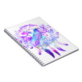 Crow Dreamcatcher Blauw Paarse Bloemen Notitieboek (Rechterzijde)
