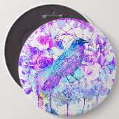 Crow Dreamcatcher Blauw Paarse Bloemen Ronde Button 6,0 Cm (Voorkant /achterkant)