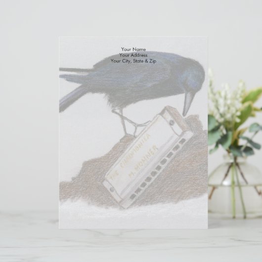 Crow en Harmonica Briefhoofd (Staand voorkant)