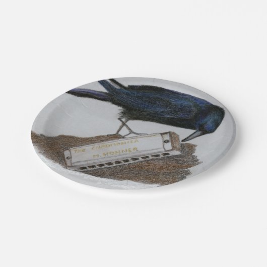 Crow en Harmonica Papieren Bordje (Gekanteld)