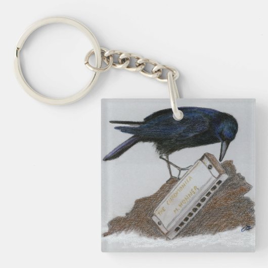 Crow en Harmonica Sleutelhanger (Voorkant)
