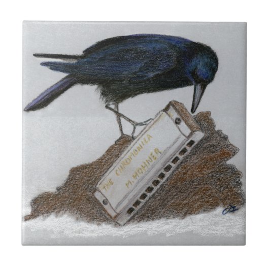 Crow en Harmonica Tegeltje (Voorkant)