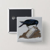Crow en Harmonica Vierkante Button 5,1 Cm (Voorkant /achterkant)
