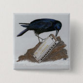 Crow en Harmonica Vierkante Button 5,1 Cm (Voorkant)