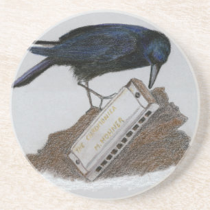 Crow en Harmonica Zandsteen Onderzetter