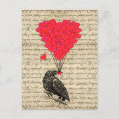  Crow en hartvormige ballonnen Briefkaart (Voorkant)