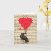 Crow en hartvormige ballonnen Kaart (Gele Bloem)