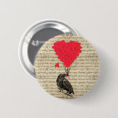 Crow en hartvormige ballonnen Ronde Button 5,7 Cm (Voorkant /achterkant)