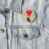 Crow en hartvormige ballonnen Ronde Button 5,7 Cm (In situ)