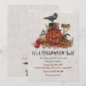 Crow en pompoenen Halloween uitnodiging (Voorkant / Achterkant)