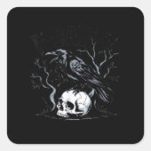 Crow, F-Caw-F Bird Moon Gothic Adult Humor Vierkante Sticker (Voorkant)