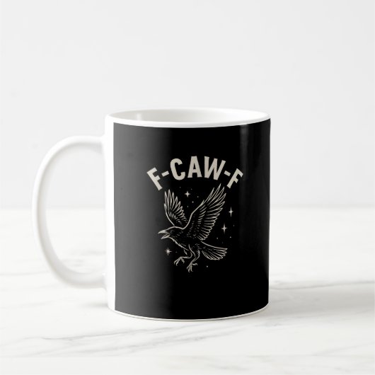 Crow F-Caw-F Funny Bird Moon Gothic Adult Humor Cr Koffiemok (Links)