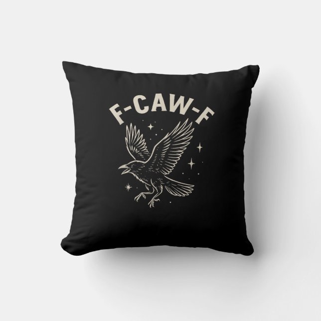 Crow F-Caw-F Funny Bird Moon Gothic Adult Humor Cr Kussen (Voorkant)