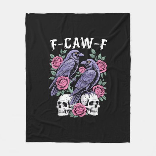 Crow F-Caw-F Funny Bird Moon Gothic Adult Humor Mi Fleece Deken (Voorkant)