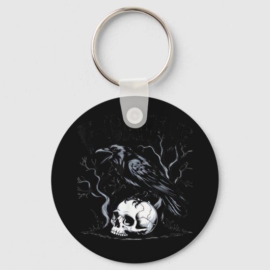Crow, F-Caw-F Funny Bird Moon Gothic Adult Humor Sleutelhanger (Voorkant)