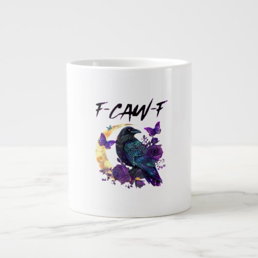 Crow F Caw F Funny Bird Moon Gothic Design Grote Koffiekop (Voorkant)