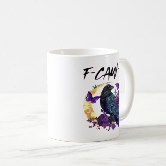 Crow F Caw F Funny Bird Moon Gothic Design Koffiemok (Voorkant rechts)
