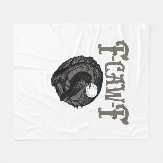 Crow, F-Caw-F Funny Bird Moon Gothic Retro Graphic Fleece Deken (Voorkant (Horizontaal))