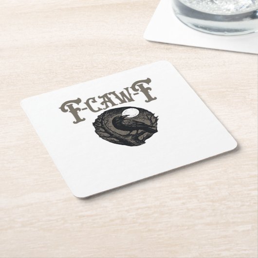Crow, F-Caw-F Funny Bird Moon Gothic Retro Graphic Kartonnen Onderzetters (Schuin)