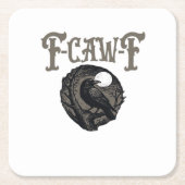 Crow, F-Caw-F Funny Bird Moon Gothic Retro Graphic Kartonnen Onderzetters (Voorkant)