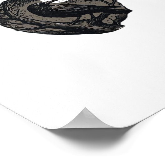 Crow, F-Caw-F Funny Bird Moon Gothic Retro Graphic Poster (Hoek)