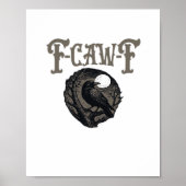 Crow, F-Caw-F Funny Bird Moon Gothic Retro Graphic Poster (Voorkant)
