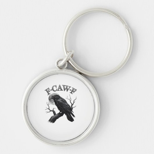 Crow, F-Caw-F Funny Bird Moon Gothic Tri-Blend Cre Sleutelhanger (Voorkant)