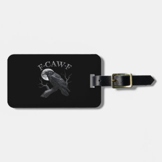 Crow F-Caw-F Funny Bird Moon Retro Classic Bagagelabel