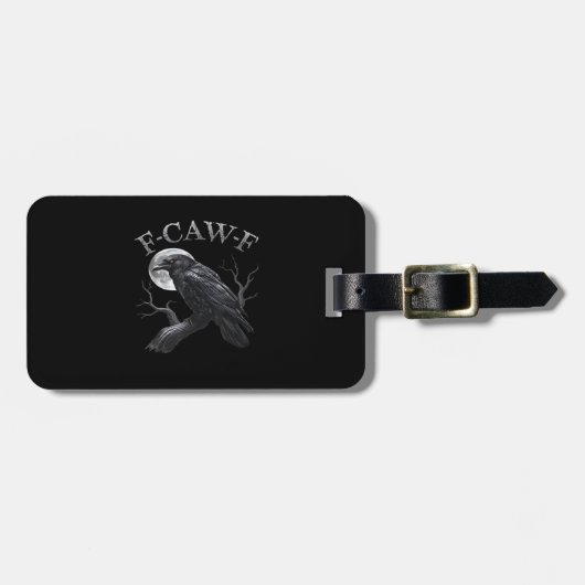 Crow F-Caw-F Funny Bird Moon Retro Classic Bagagelabel (Voorkant horizontaal)