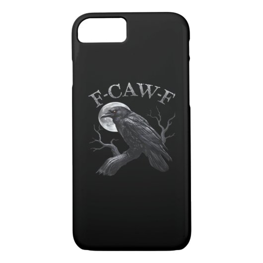 Crow F-Caw-F Funny Bird Moon Retro Classic Case-Mate iPhone Case (Achterkant)