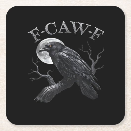 Crow F-Caw-F Funny Bird Moon Retro Classic Kartonnen Onderzetters (Voorkant)