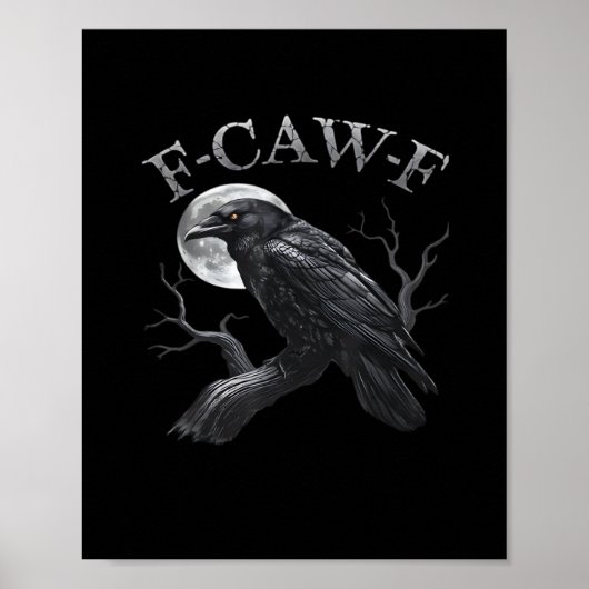 Crow F-Caw-F Funny Bird Moon Retro Classic Poster (Voorkant)