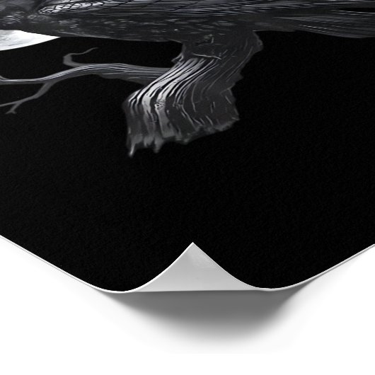 Crow F-Caw-F Funny Bird Moon Retro Classic Poster (Hoek)