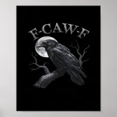 Crow F-Caw-F Funny Bird Moon Retro Classic Poster (Voorkant)