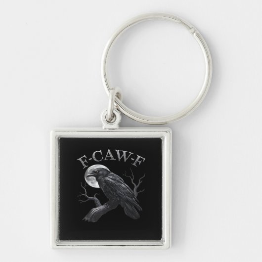 Crow F-Caw-F Funny Bird Moon Retro Classic Sleutelhanger (Voorkant)