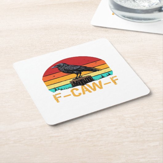 Crow, F-Caw-F Funny Bird Retro Classic Kartonnen Onderzetters (Schuin)