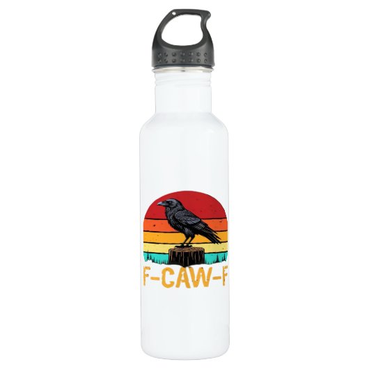 Crow, F-Caw-F Funny Bird Retro Classic Waterfles (Voorkant)