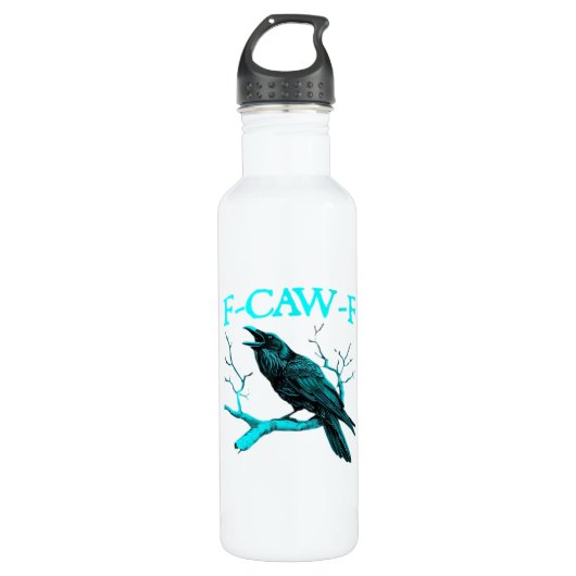 Crow F-Caw-F Funny Bird Retro Design Creative Styl Waterfles (Voorkant)