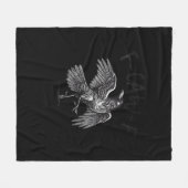 Crow, F-Caw-F Funny Bird Retro Graphic Fleece Deken (Voorkant (Horizontaal))