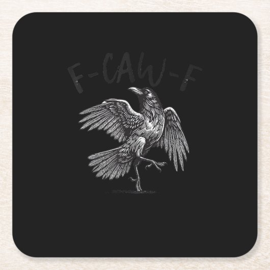 Crow, F-Caw-F Funny Bird Retro Graphic Kartonnen Onderzetters (Voorkant)