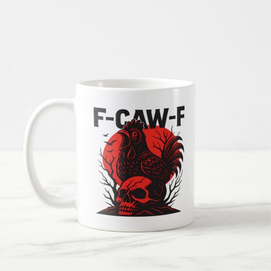 Crow F-Caw-F Funny Gothic Humor Koffiemok (Links)